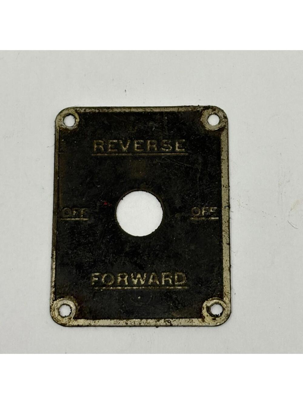 Vintage Metal Control Panel Plate Reverse Off Forward Switch Cover Industrial